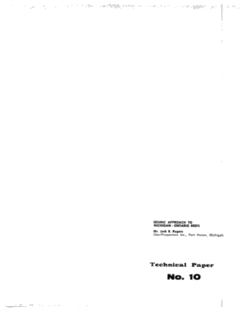 Seismic Approach to Michigan/Ontario Reefs (Abstract Only) Page 1