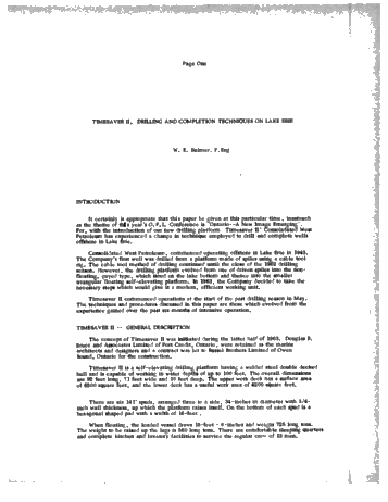 Timesaver II, Drilling and Completion Techniques on Lake Erie Page 1