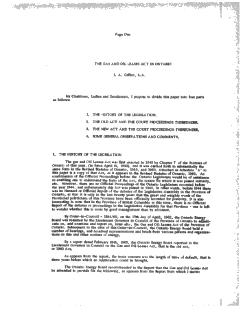 The Gas and Oil Leases Act of Ontario Page 1