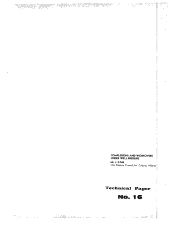 Completions and Workovers Under Well Pressure Page 1