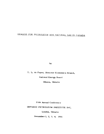 Demand for Petroleum and Natural Gas in Canada Page 1