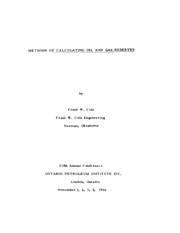 Methods of Calculating Oil and Gas Reservoirs Page 1