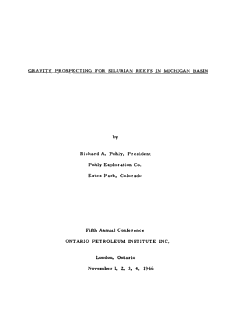 Gravity Prospecting for Silurian Reefs in Michigan Basin Page 1