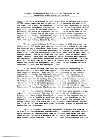 The Purpose, Aims and Achievements of the Committee on the Paleozoic Stratigraphy of Ontario Page 1