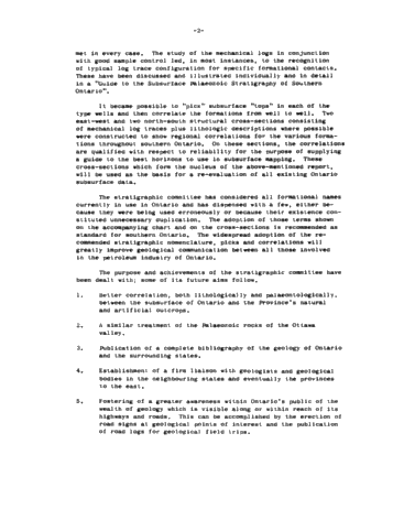 The Purpose, Aims and Achievements of the Committee on the Paleozoic Stratigraphy of Ontario Page 2