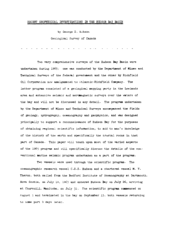 Recent Investigations in the Hudson Bay Basin Page 2