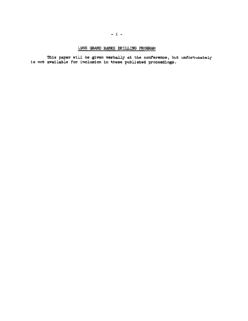 1966 Grand Banks Drilling Program Page 1