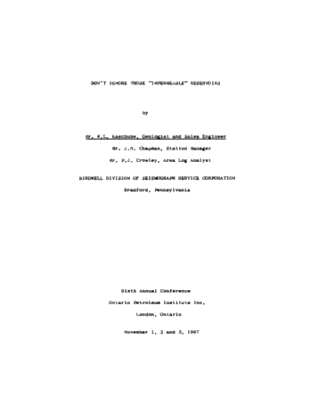 Don't Ignore Those "Impermeable Reservoirs Page 1