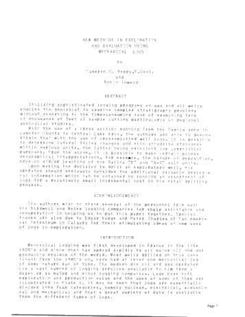 New Methods in Exploration and Evaluation Using Mechanical Logs Page 1