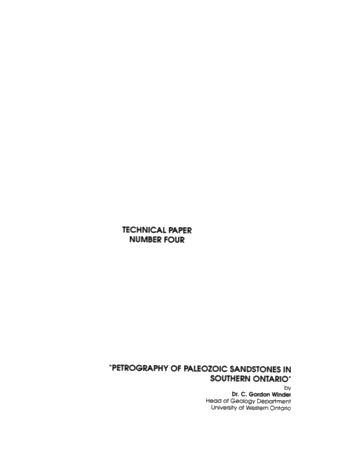 Petrography of Palaeozoic Sandstones in Southern Ontario Page 1