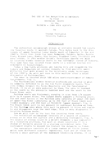 Seismic to Find Devonian Reefs in the Rainbow-Zama Lake Area: Province of Alberta Page 1