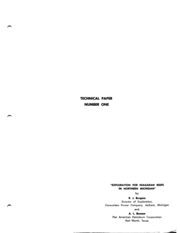 Exploration for Niagaran Reefs in Northern Michigan Page 1