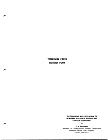 Development and Operation of Northern Natural's Aquifer Gas Storage Reservoirs Page 1