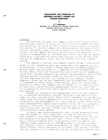 Development and Operation of Northern Natural's Aquifer Gas Storage Reservoirs Page 1