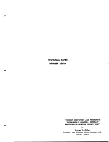 Current Completion and Fracturing Techniques in Clinton-Cataract Reservoirs of Norfolk County, Ontario Page 1