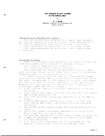 LPG Storage in Salt Caverns in the Sarnia Area Page 1