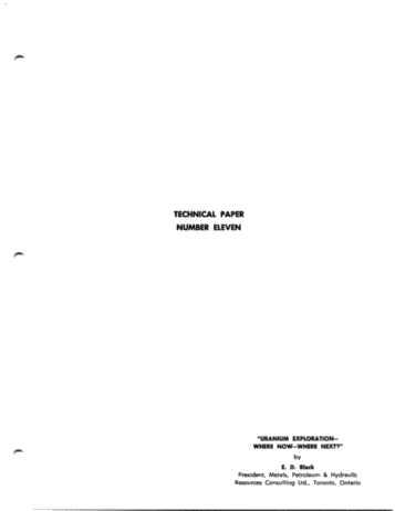 Uranium Exploration - Where Now - Where Next? Page 1