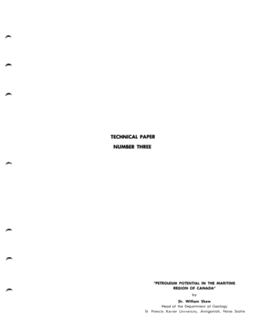 Petroleum Potential in the Maritime Region of Canada Page 1