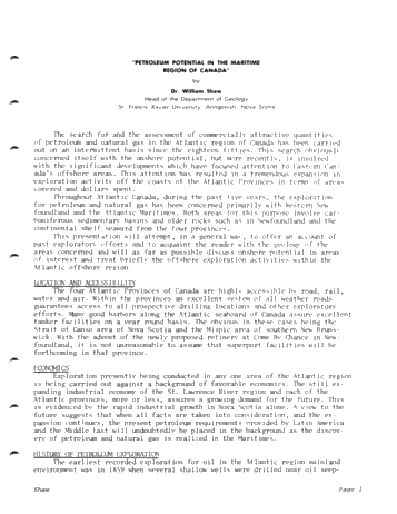 Petroleum Potential in the Maritime Region of Canada Page 1