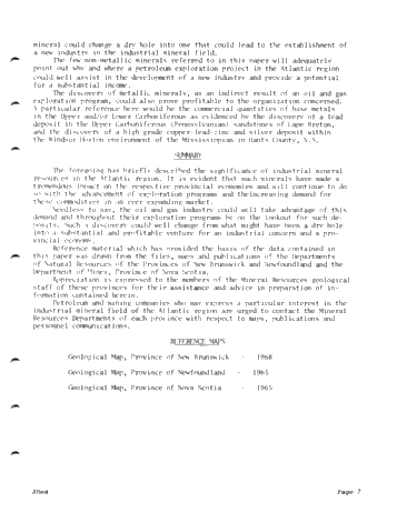 Industrial Mineral Potential in the Maritime Region of Canada Page 7