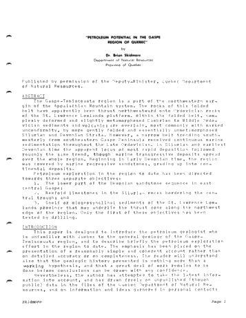 Petroleum Potential in the Gaspe Region of Quebec Page 1