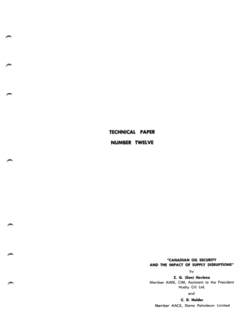 Canadian Oil Security and the Impact of Supply Disruptions Page 1