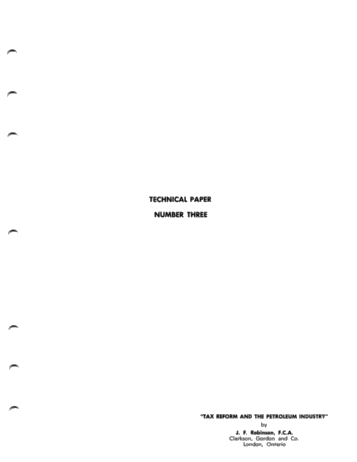 Tax Reform and the Petroleum Industry Page 1