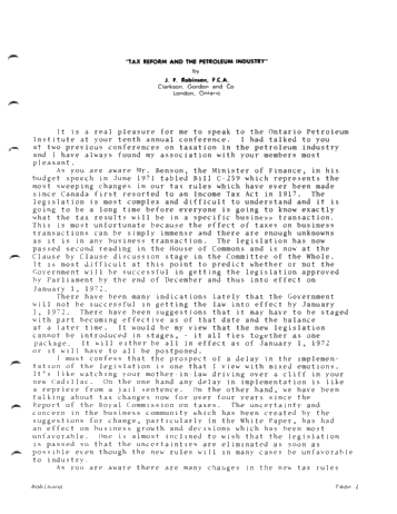 Tax Reform and the Petroleum Industry Page 1