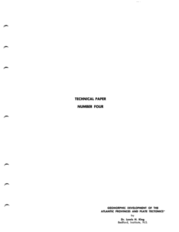 Geomorphic Development of the Atlantic Provinces and Plate Tectonics Page 1