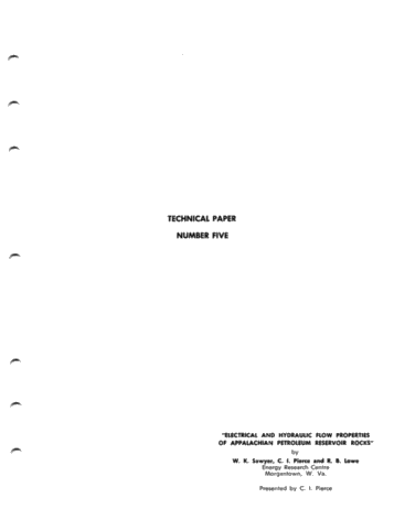 Electrical and Hydraulic Flow Properties of Appalachian Petroleum Reservoir Rocks Page 1