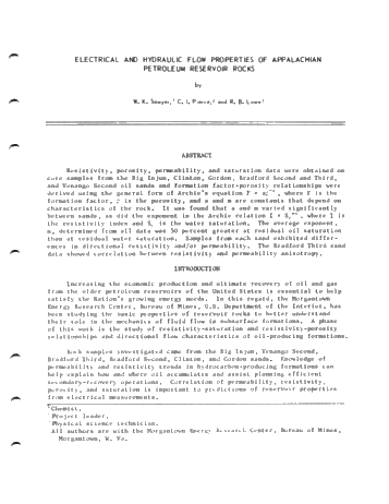 Electrical and Hydraulic Flow Properties of Appalachian Petroleum Reservoir Rocks Page 3