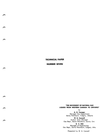 The Movement of Natural Gas Liquids From Western Canada to Ontario Page 1