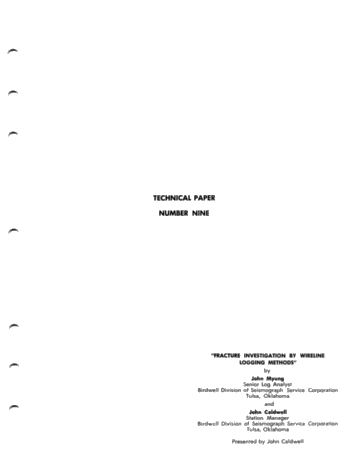 Fracture Investigations by Logging Methods Page 1