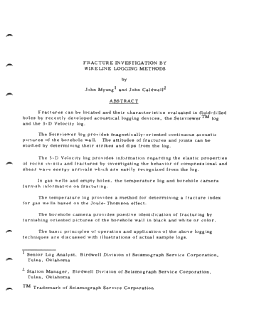 Fracture Investigations by Logging Methods Page 1