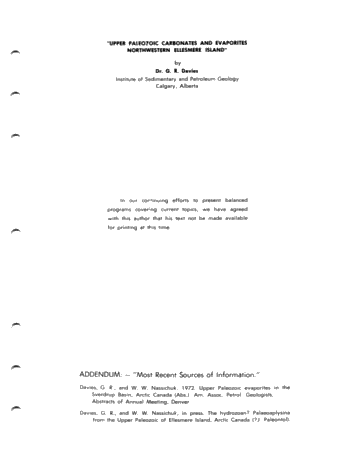 Upper Paleozoic Carbonates and Evaporates, Northwestern Ellesmere Island Page 3