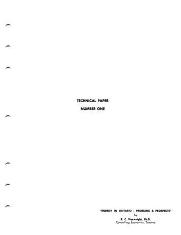 Energy in Ontario: Problems and Solutions Page 1