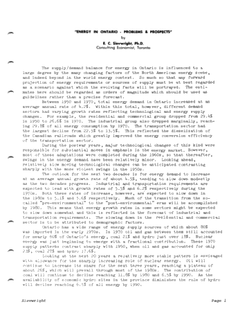 Energy in Ontario: Problems and Solutions Page 1