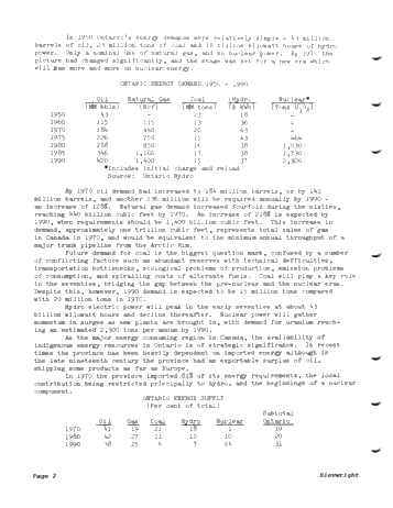 Energy in Ontario: Problems and Solutions Page 2