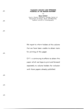 Paleozoic Geology and Petroleum Potential of the Hudson Platform Page 1