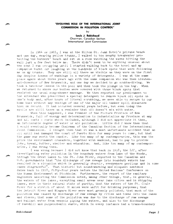 Evolving Role of the International Joint Commission in Pollution Control Page 1
