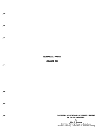 Potential Applications of Remote Sensing Sensing in the Oil Industry Page 1