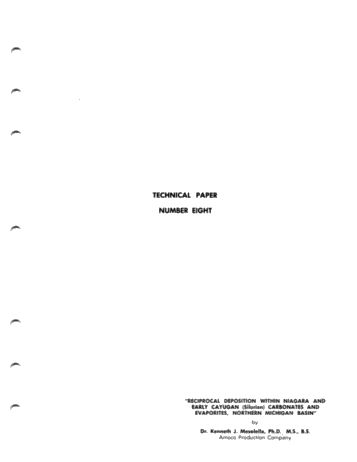 Reciprocal Deposition Within Niagara and Early Cayugans Carbonates and Evaporates Northern Michigan Basin Page 1