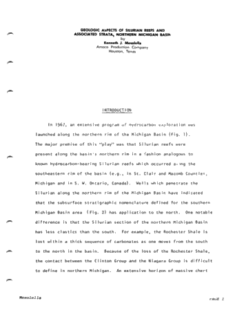 Reciprocal Deposition Within Niagara and Early Cayugans Carbonates and Evaporates Northern Michigan Basin Page 1