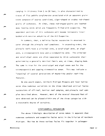Reciprocal Deposition Within Niagara and Early Cayugans Carbonates and Evaporates Northern Michigan Basin Page 11