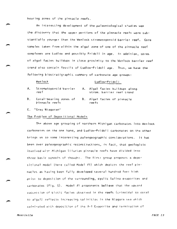 Reciprocal Deposition Within Niagara and Early Cayugans Carbonates and Evaporates Northern Michigan Basin Page 13