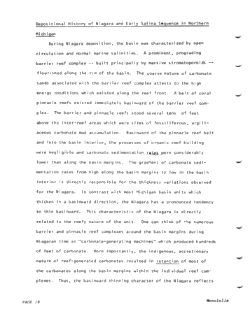 Reciprocal Deposition Within Niagara and Early Cayugans Carbonates and Evaporates Northern Michigan Basin Page 18