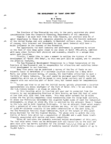 The Development of Saint John Deep Page 1