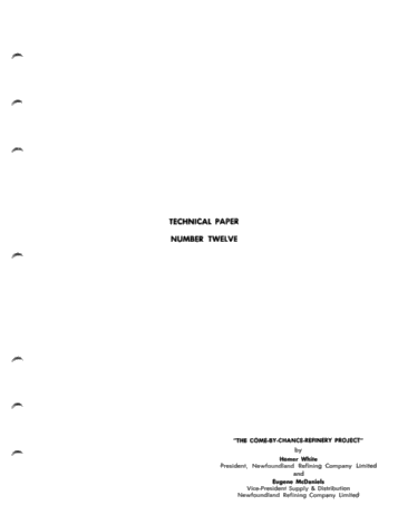 The Come-By-Chance Refinery Project Page 1