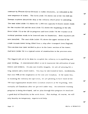 The Come-By-Chance Refinery Project Page 12