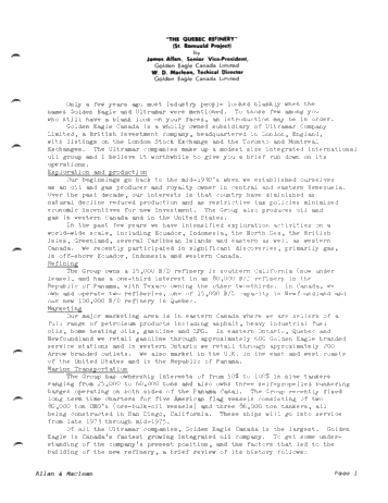 The Quebec Refinery Page 1